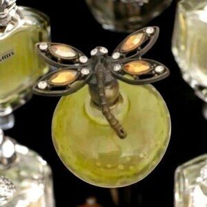 Vintage Dragonfly Glass Jeweled Perfume Bottle